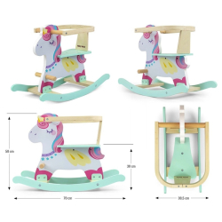 Dřevěný houpací koník s opěradlem Milly Mally Lucky 12 Unicorn