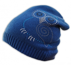 BABY NELLYS Jarní/podzimní čepice Sovička - jeansově modrá