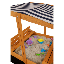 Dětské dřevěné uzavíratelné pískoviště s lavičkami a stříškou Baby Mix 120x120 cm