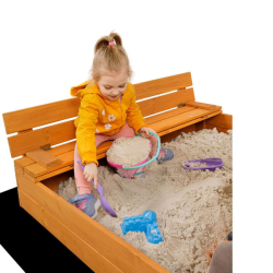 Dětské dřevěné uzavíratelné pískoviště s lavičkami a stříškou Baby Mix 120x120 cm