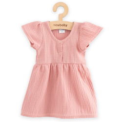 Kojenecké mušelínové šaty New Baby pink