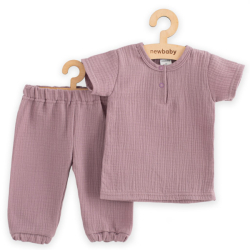 Kojenecká mušelínová souprava tričko a kalhoty New Baby lavender