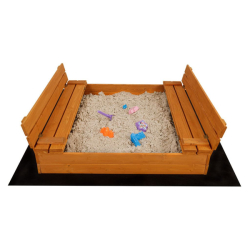 Dětské dřevěné uzavíratelné pískoviště s lavičkami a stříškou Baby Mix 120x120 cm šedé