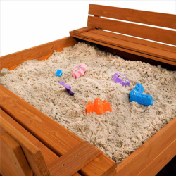 Dětské dřevěné uzavíratelné pískoviště s lavičkami a stříškou Baby Mix 120x120 cm šedé