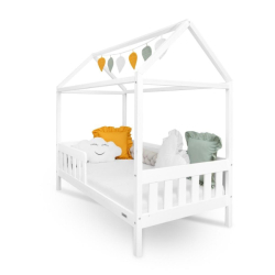Dětská postel domeček se zábradlím a roštem New Baby CASTELLO 180x90 cm bílá