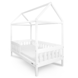 Dětská postel domeček se zábradlím a roštem New Baby CASTELLO 180x90 cm bílá