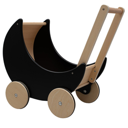 Dřevěný kočárek, chodítko pro děti 2v1 Montessori Baby Mix černý