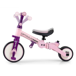 Dětská tříkolka 5v1 Milly Mally Optimus Max s vodící tyčí pink