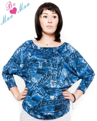 Be MaaMaa Těhotenské stylové triko, halenka s JEANS vzorem, vel. L/XL