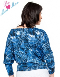 Be MaaMaa Těhotenské stylové triko, halenka s JEANS vzorem, vel. L/XL