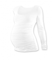 Těhotenské tričko dlouhý rukáv - JOHANKA - bílé