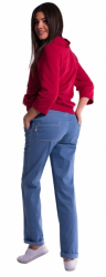 Be MaaMaa Těhotenské kalhoty letní bez břišního pásu - tmavý jeans