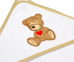 Froté osuška s kapucí Baby Nellys® 100x100cm  Sweet dreams by TEDDY - bílá
