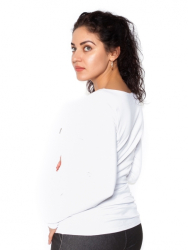 Be MaaMaa Těhotenské triko dlouhý rukáv In Love - bílé - L