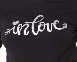 Be MaaMaa Těhotenské triko dlouhý rukáv In Love - černé - S