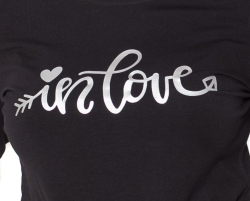 Be MaaMaa Těhotenské triko dlouhý rukáv In Love - černé - M