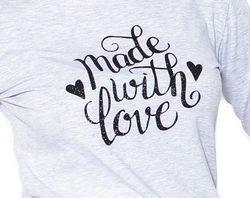 Be MaaMaa Těhotenské triko dlouhý rukáv Made with Love - šedé
