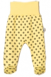 Polodupačky kojenecké bavlna - KVĚTINKY na žlutém 