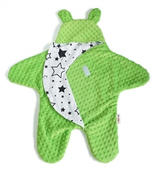 Baby Nellys Fusak, spacáček do autosedačky nebo kočárku s oušky, minky - sv. zelený