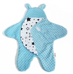 Baby Nellys Fusak, spacáček do autosedačky nebo kočárku s oušky, minky - sv. modrá