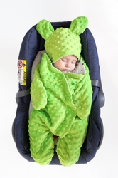 Baby Nellys Fusak, spacáček do autosedačky nebo kočárku s oušky, minky - sv. modrá