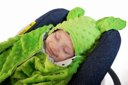 Baby Nellys Fusak, spacáček do autosedačky nebo kočárku s oušky, minky - sv. modrá