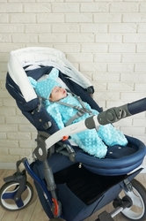 Baby Nellys Fusak, spacáček do autosedačky nebo kočárku s oušky, minky - sv. modrá