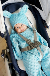 Baby Nellys Fusak, spacáček do autosedačky nebo kočárku s oušky, minky - sytě růžová