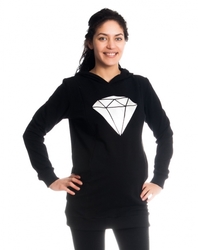 Be MaaMaa Těhotenské a kojící triko/mikina Diamant, dl. rukáv, černé