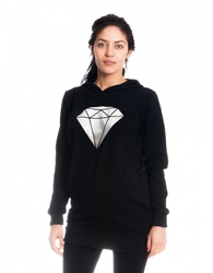 Be MaaMaa Těhotenské a kojící triko/mikina Diamant, dl. rukáv, černé