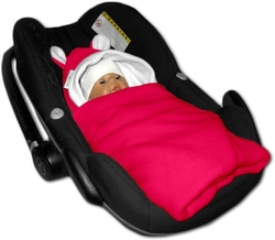 Zavinovačka do autosedačky fleece - BABY malinovo-bílá - IvemaBaby   
