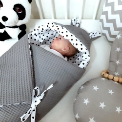 Zavinovačka do autosedačky vafle/bavlna - PUNTÍKY s grafitovou - Ivemababy        