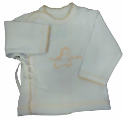 Košilka kojenecká bavlna - POTISK bílá s růžovou 