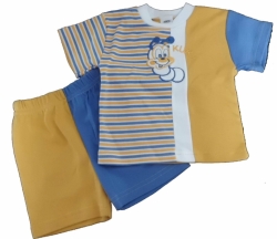 Komplet dětský letní - tričko a kraťasy KUK modro-pískový 