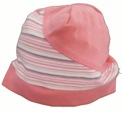 Čepice dětská bavlna - VSADKA PROUŽKY růžová