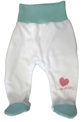 Polodupačky kojenecké bavlna - MADE WITH LOVE bílo-tyrkysové - vel.56