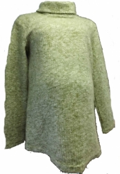 Těhotenská svetr mohérový - S ROLÁKEM zelený melír 