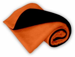 Deka dětská fleece - OBOUSTRANNÁ černá s oranžovou 
