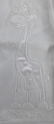 Kabátek kojenecký bavlna ŽIRAFKA bílý - detail výšivky
