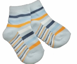 Ponožky kojenecké bavlna - PROUŽKY modro-oranžové 