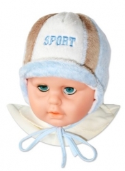 Čepice kojenecká zimní - SPORT světle modrá