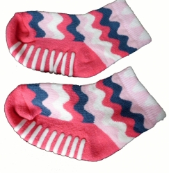 Ponožky/Capáčky dětské bavlna s ABS - KLIKATÝ VZOR růžové 