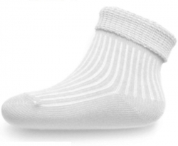 Ponožky kojenecké bavlna - JEDNOBAREVNÉ bílé řádkové 