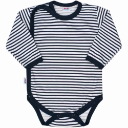 Body celorozpínací dlouhý rukáv - CLASSIC proužky tmavě modré 