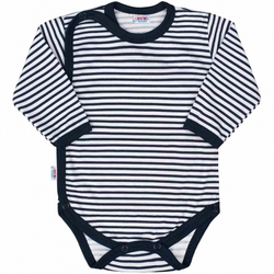 Body celorozpínací dlouhý rukáv - CLASSIC proužky tmavě modré 