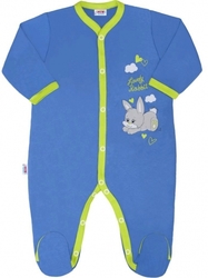Overal kojenecký bavlna - LOVELY RABBIT modrý