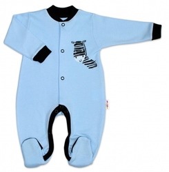 Overal kojenecký bavlna - ZEBRA modrý 0