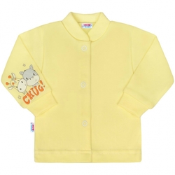 Kabátek kojenecký bavlna - ŽIRAFKA A OSLÍK žlutý 