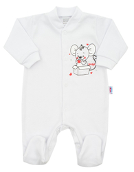 Overal kojenecký bavlna - BABY MOUSE bílý 