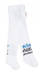 Punčocháče dětské bavlna - LITTLE PRINCE bílé s modrou 